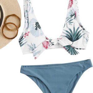 Women's Knot front Floral Print Bikini Size M